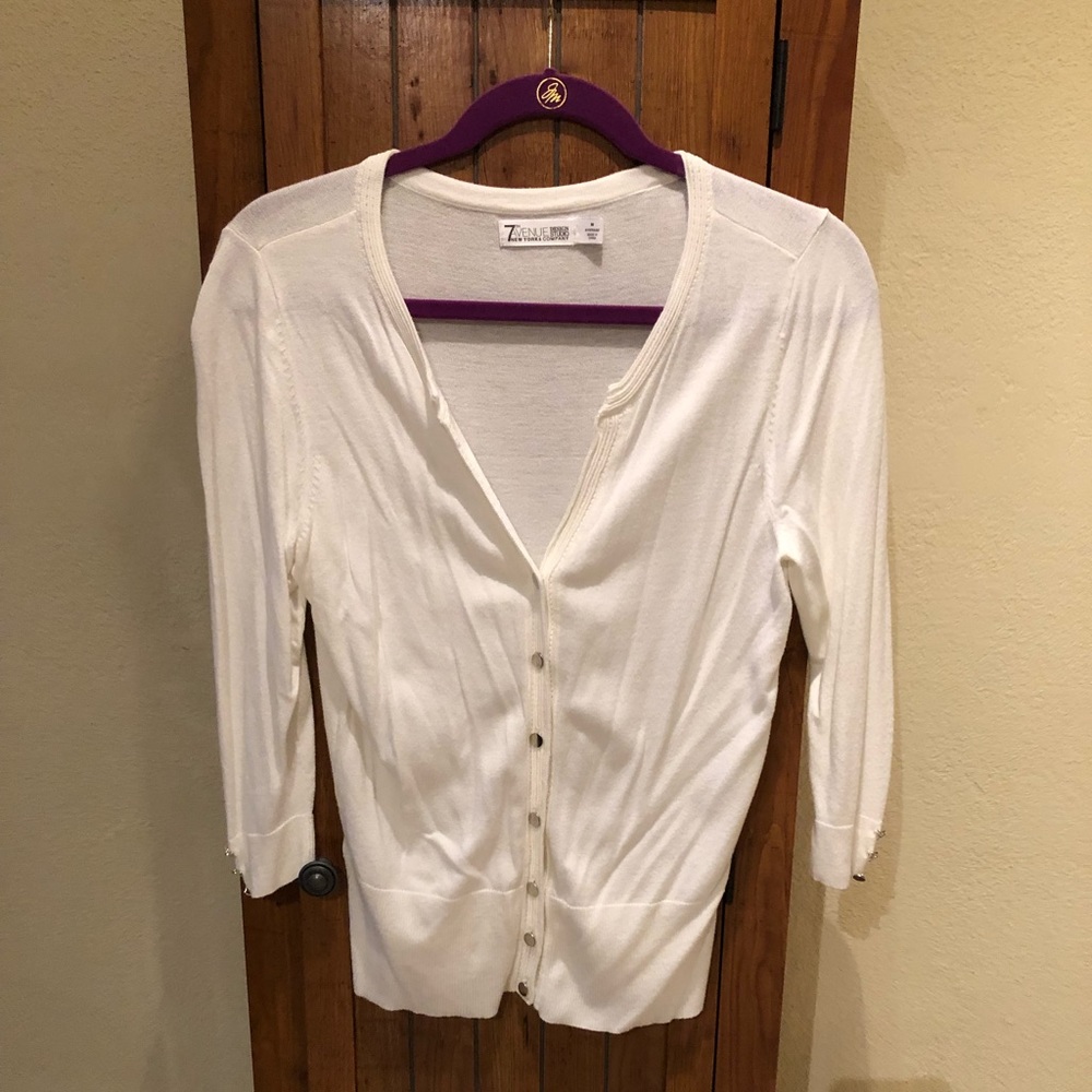 New York & Company, 3/4 sleeve, Size Medium, white cardigan/sweater